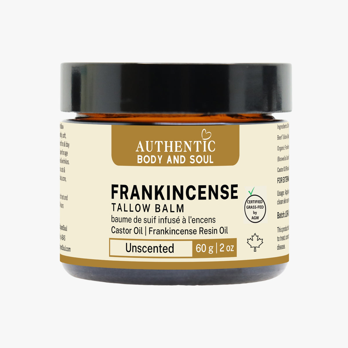 beef tallow with frankincense and castor oil - Certified Grass-Fed ...